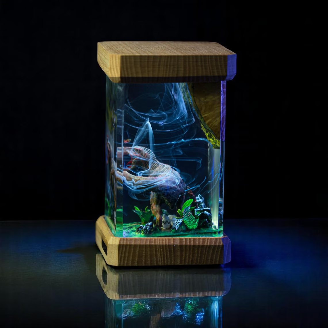 Rear angle of the T-Rex nest resin lamp