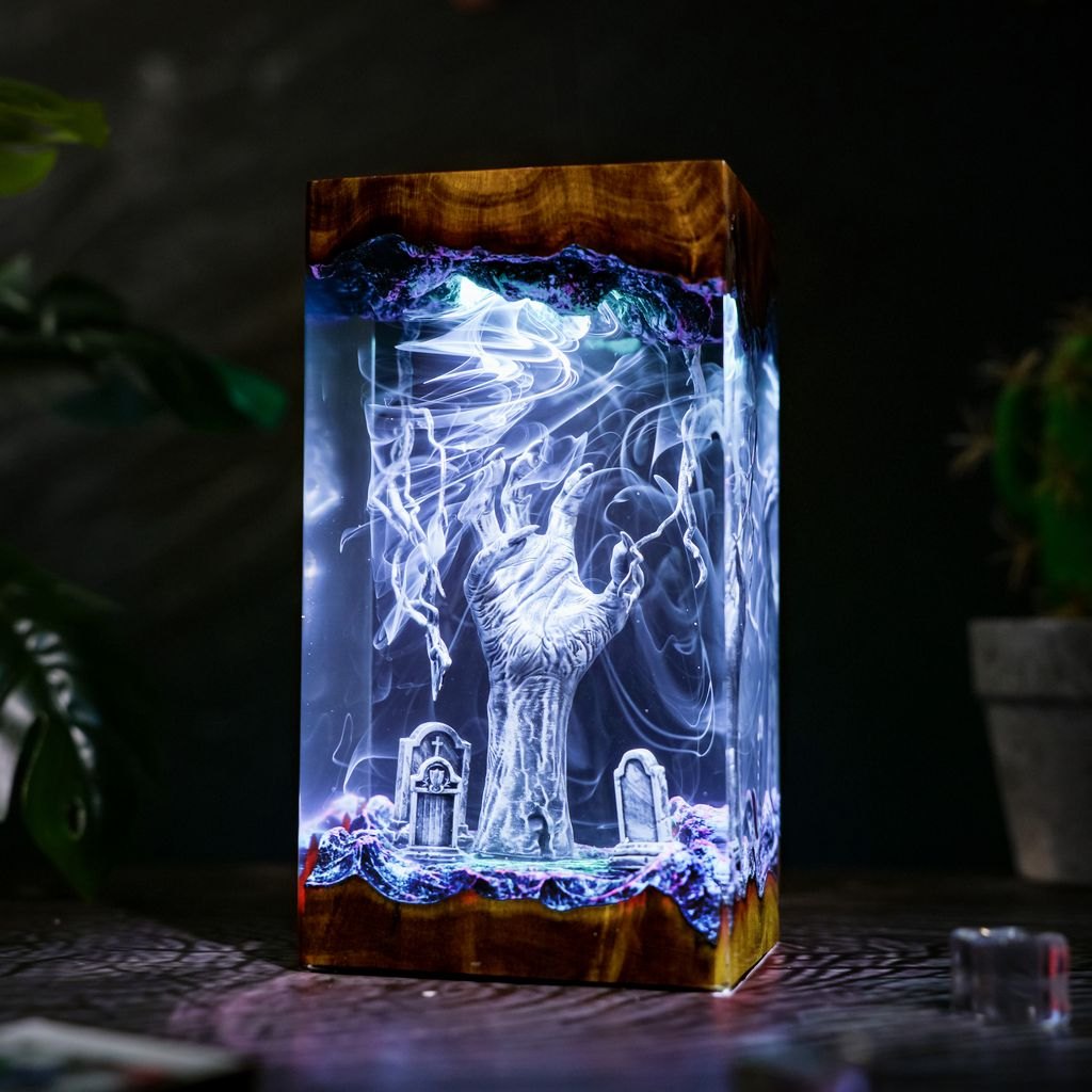 Halloween zombie hand resin lamp in white light